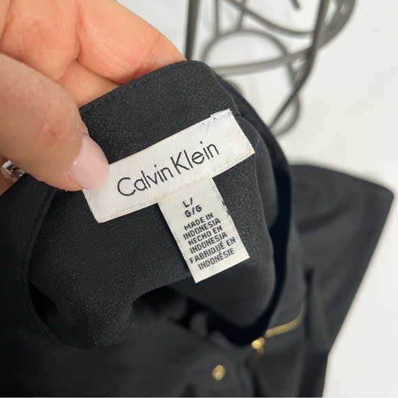 Calvin Klein Black& Gold Long Sleeve Button Down Blouse Size Large - Picture 12 of 13